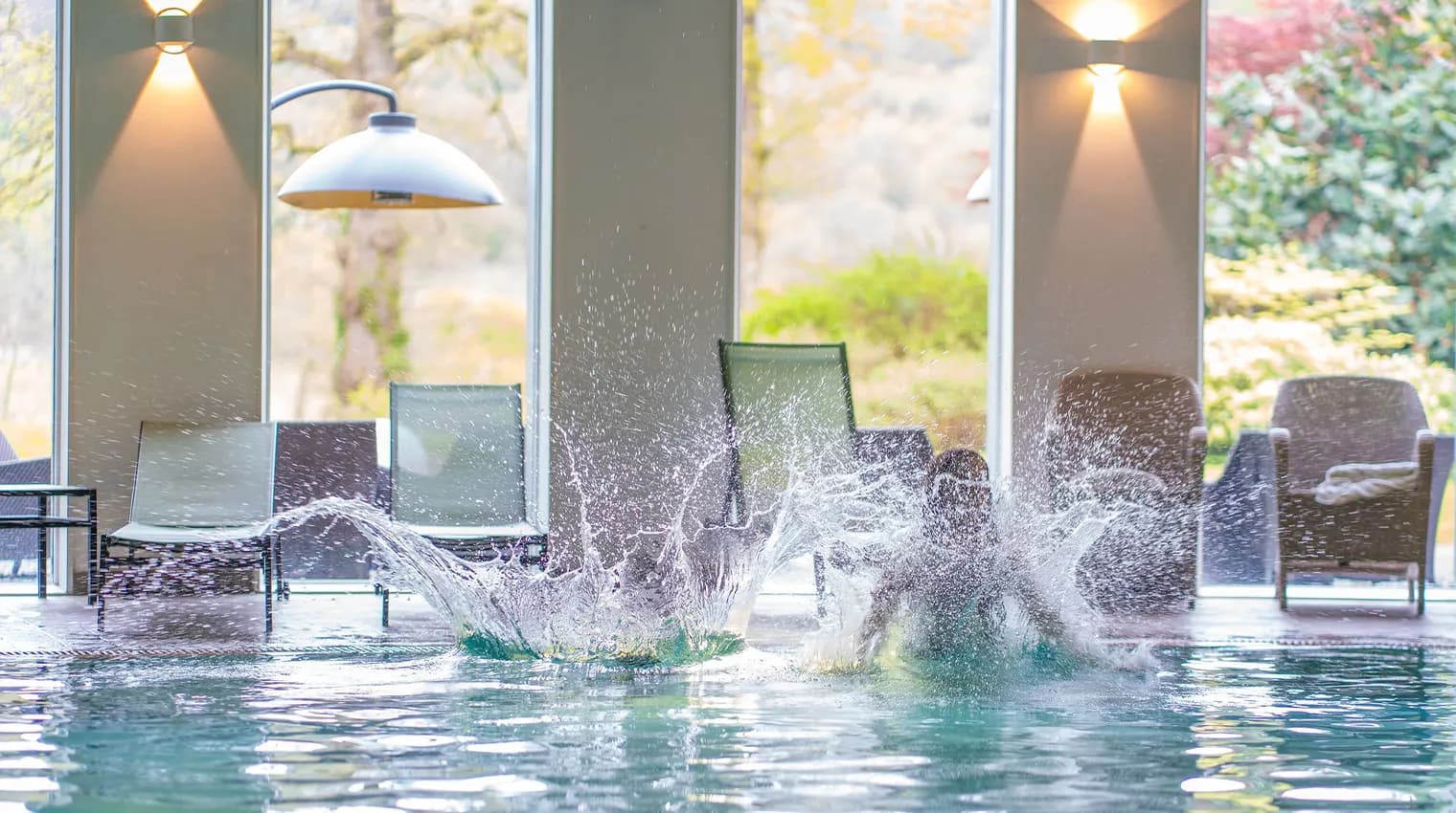 Infinity pool with lake view